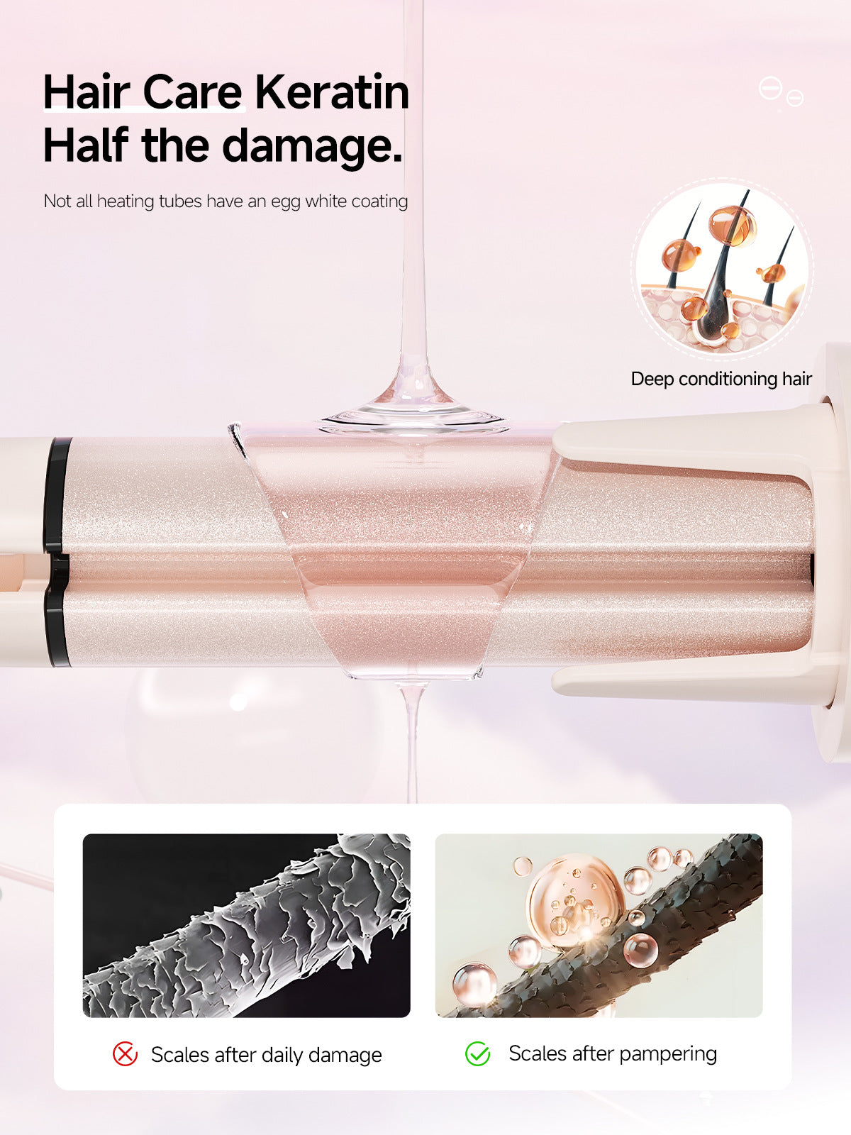 Fully Automatic Curling Iron, 32mm Straightening Comb, Removable Head, 3-in-1, Negative Ion Straightener for Large Waves